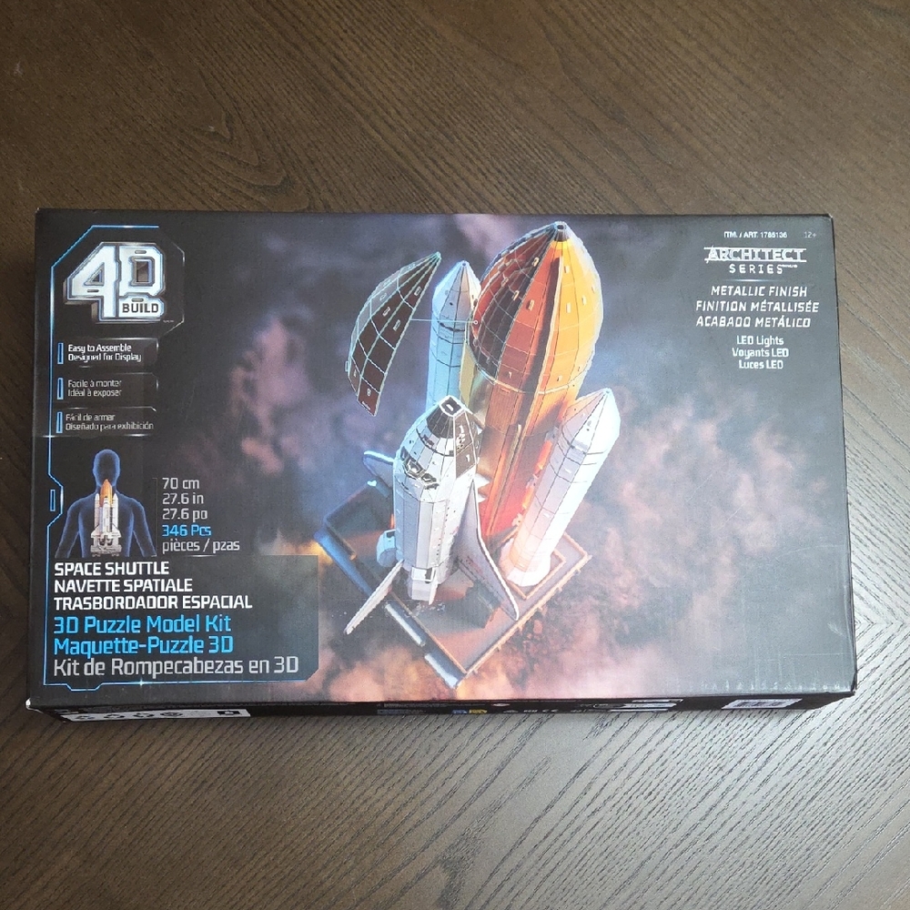 Architect 4D Build Space Shuttle Puzzle - Silver, Orange, White